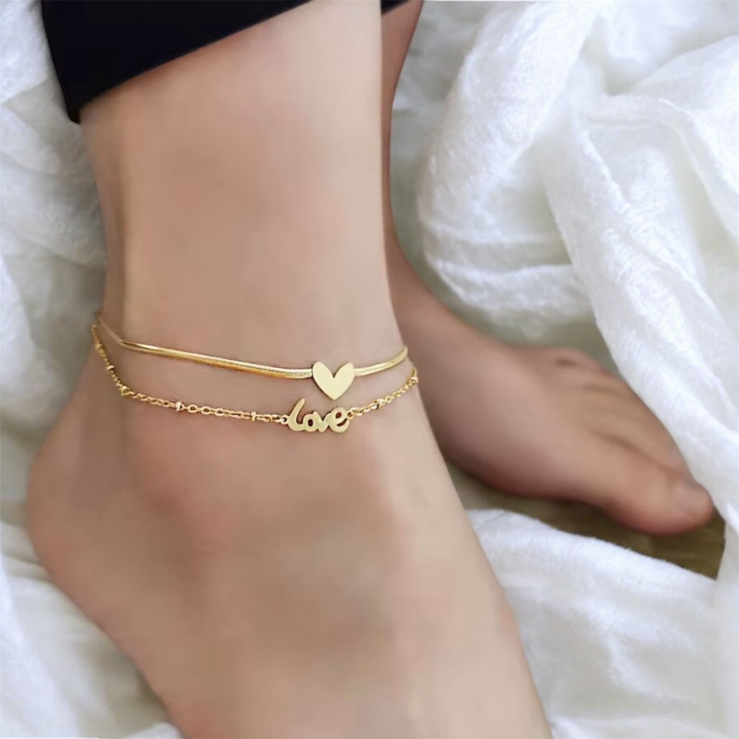 Chaîne de cheville Love & Heart