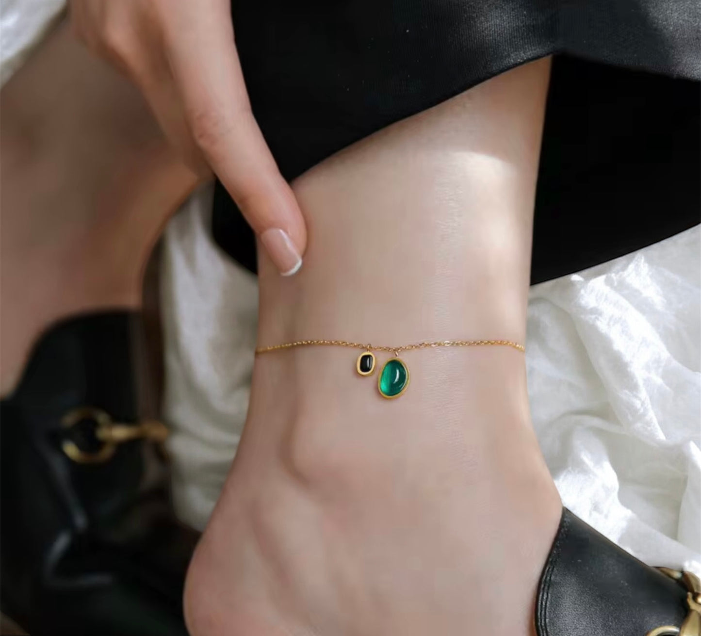 Bracelet de cheville Émeraude d'Été