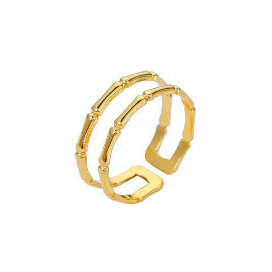 Bague Double Dorée Style Géométrique