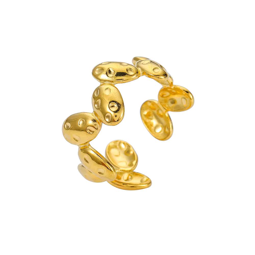 Bague Dorée Motif Galets Texturés